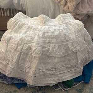 Aerie White Lace A-Line Skirt